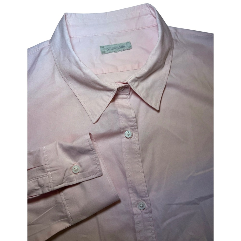 Outerknown Womens Large Long Sleeve Button Up Top Light Pink Organic Cotton